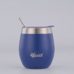 Cheeki Blue Insulated Wine Tumblers with straw 220ml