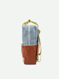 Large backpack colourblocking | blue berry + willow brown + pear green - Sticky Lemon