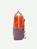 Sticky Lemon large backpack | colourblocking | orange juice + plum purple + school bus brown