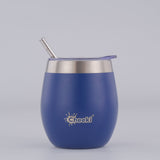 Cheeki Blue Insulated Wine Tumblers with straw 220ml