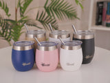 Cheeki Blue Insulated Wine Tumblers with straw 220ml